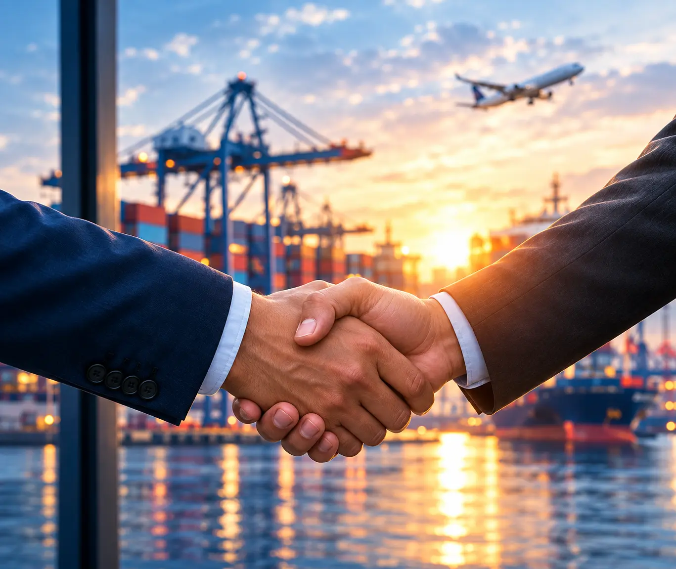 Business partners collaborating on international trade